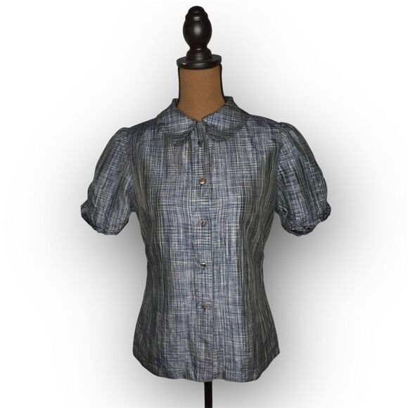 Marianne Kooimans Button Up Puff Sleeve 100% Silk Iridescent Blouse, Women’s 1 - Picture 1 of 14